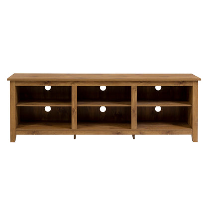 Modern Transitional 3 Shelf Open Storage 70" TV Stand For 80" TVs - Barnwood