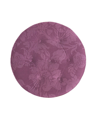Yolanda - Round Upholstered Accent Ottoman - Purple Floral / Gold