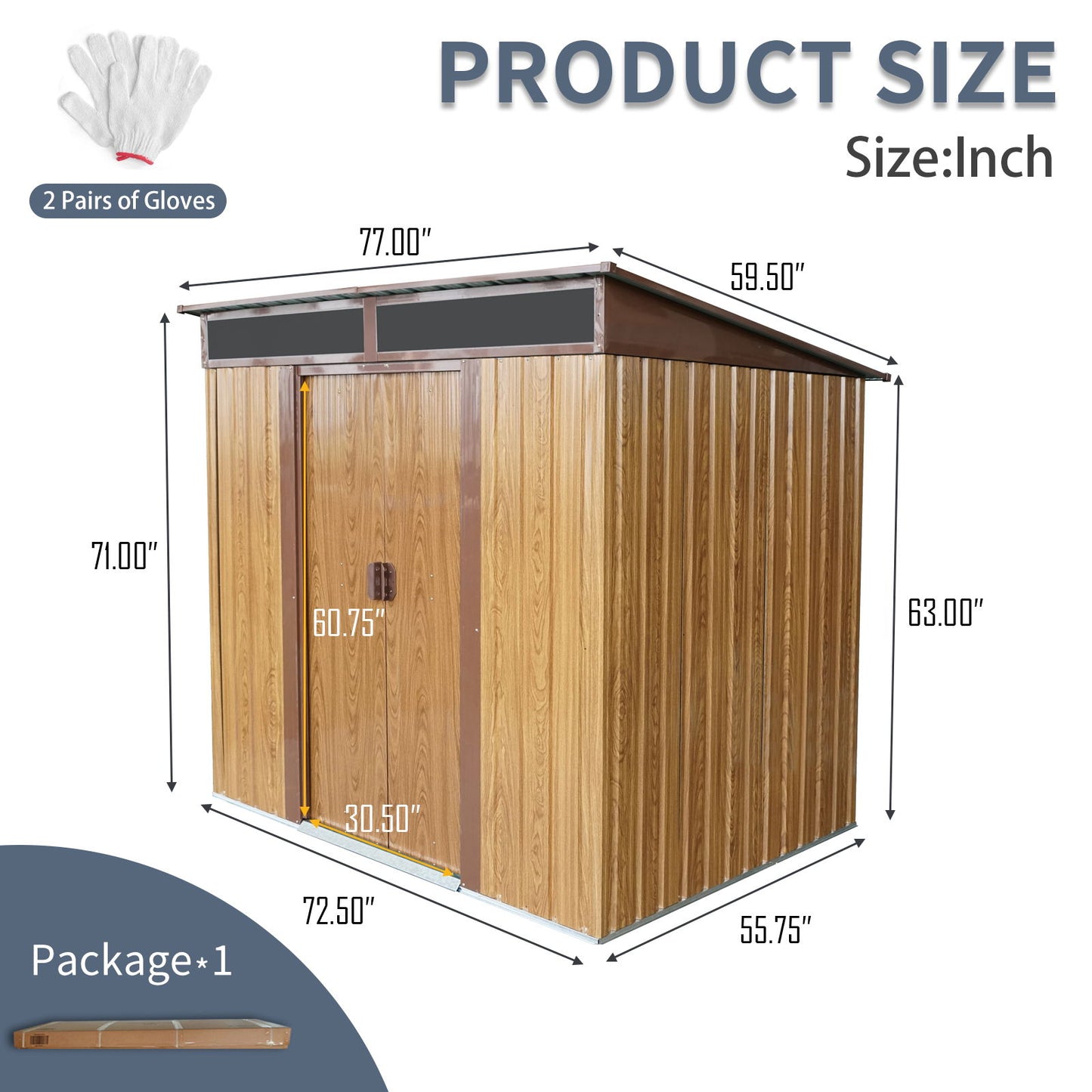 6Ft X 5Ft Outdoor Metal Storage With Transparent Plate And Foundation For Backyard Garden Patio - Coffee