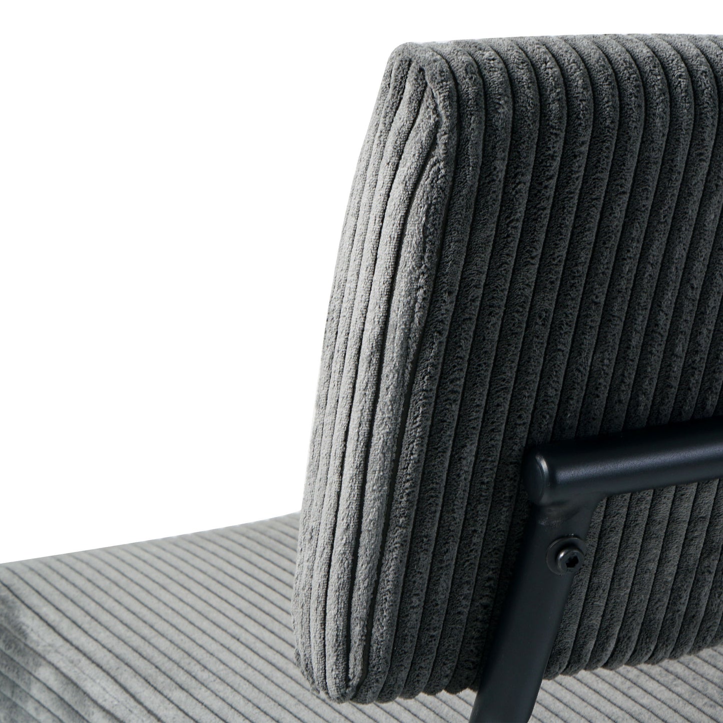 Modern Dining Chair (Set of 2) Fabric Upholstered With Black Metal Legs, Home And Bedroom Use - Gray