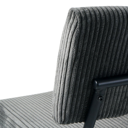 Modern Dining Chair (Set of 2) Fabric Upholstered With Black Metal Legs, Home And Bedroom Use - Gray