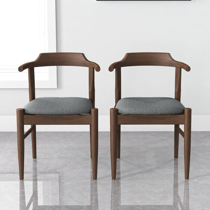 Leon - Mid-Century Modern Dining Chair (Set of 2) - Brown / Light Gray