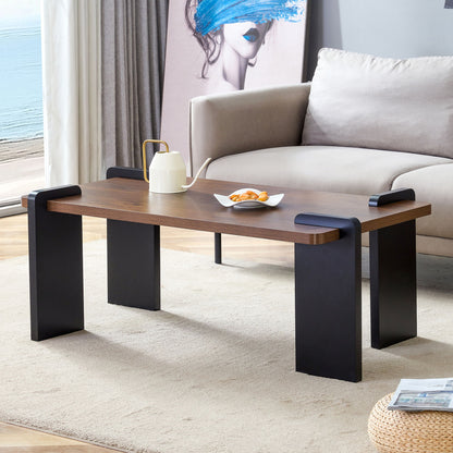Walnut Colored Coffee Table, Suitable For Modern Minimalist Living Rooms - Walnut