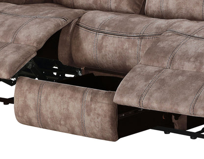 Zubaida - Two Tone Velvet Recliner Sofa With USB Port Drop Down Table - Chocolate