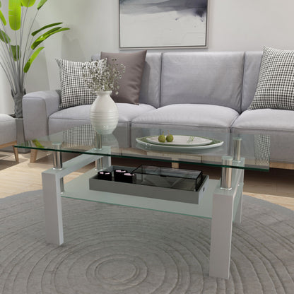 Clear Coffee Table, Modern Side Center Tables - White