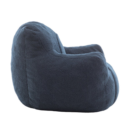 Comfy Bean Bag Chair With Filler, Tufted Memory Foam Sofa, Teddy Fabric, Fluffy And Cozy Seating For Dorm, Apartment, Or Living Room - Dark Blue
