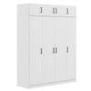 Contemporary 4 Door Wardrobe With Drawer And Top Cabinet - White