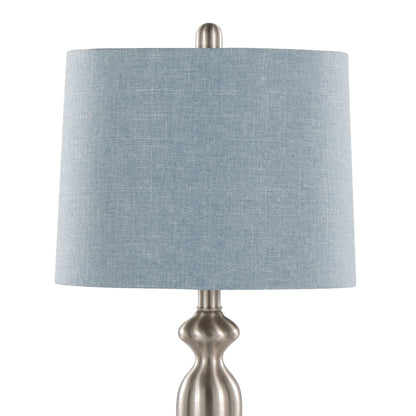 Ashland - Contemporary Table Lamp (Set of 2) - Nickel / Light Blue