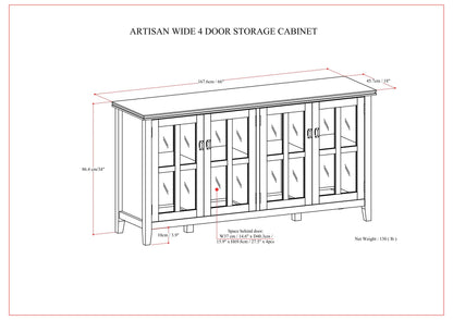 Artisan - Wide 4 Door Storage Cabinet - Black