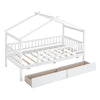 Twin Size House Bed With 2 Drawers - White