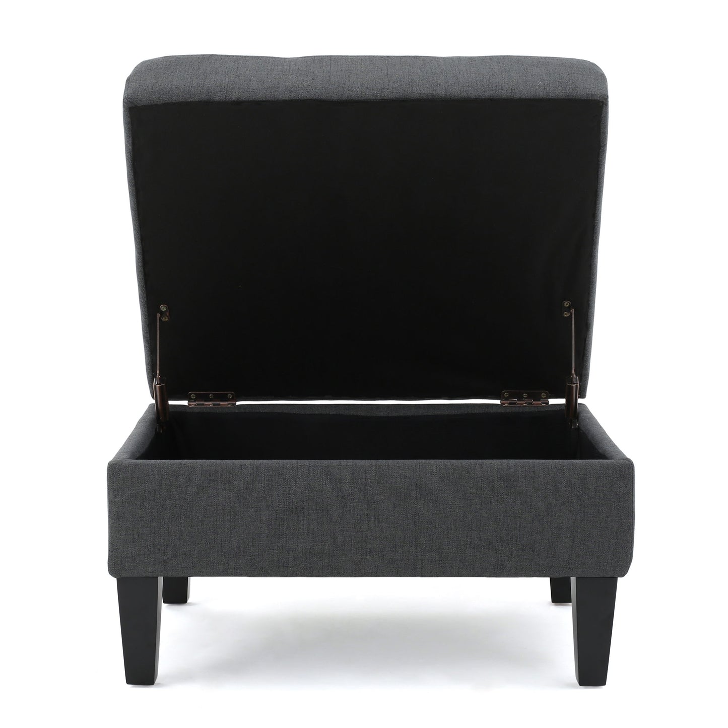 Contemporary Storage Ottoman With Tufted Waffle Stitching - Dark Gray