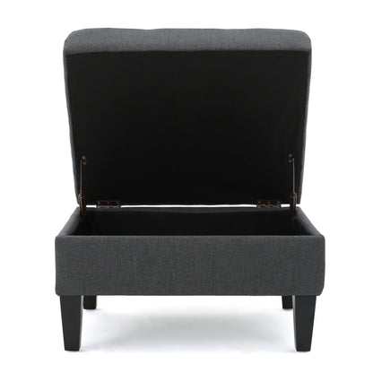 Contemporary Storage Ottoman With Tufted Waffle Stitching - Dark Gray
