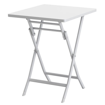 3 Piece Patio Bistro Set Of Foldable Square Table And Chairs - White