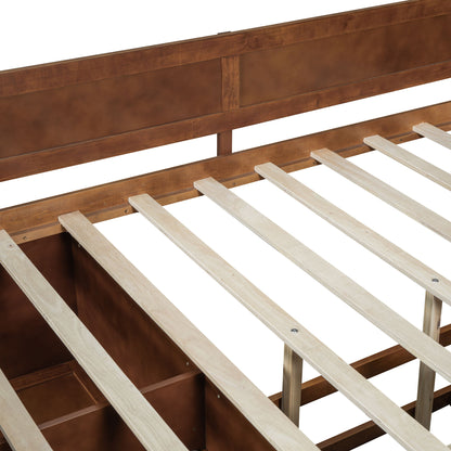 Full Size Daybed With Drawers And Shelves - Walnut