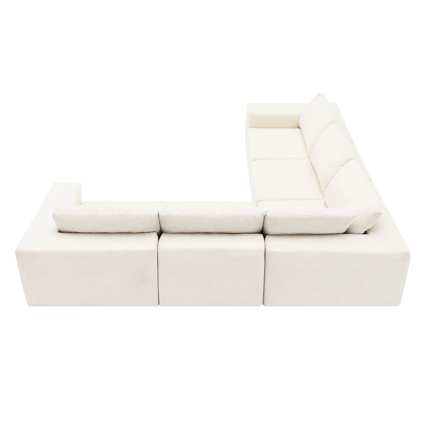 Modular Sectional With Wide Seat Free Combination L Shaped Couch Set Cloud Upholstered Minimalist Boneless Sofa - Beige