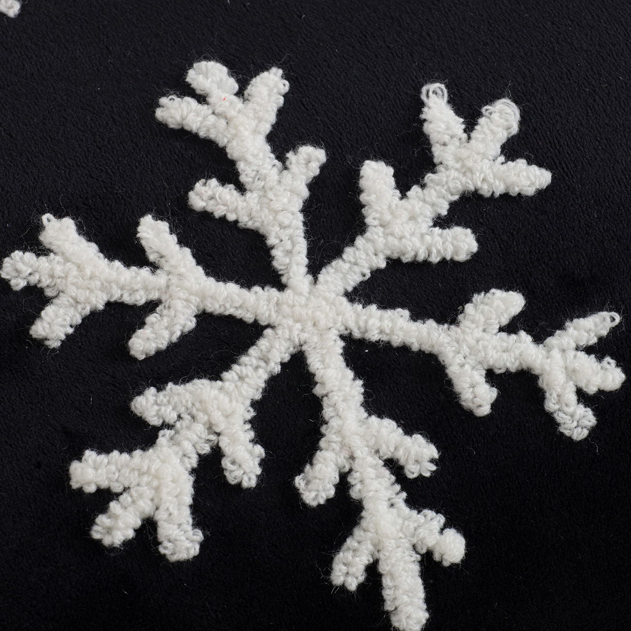 Velvet Pillow With Embroidered Joy And Frosty Snowflake, For Christmas Halloween Holiday Decor (Set of 2) - Black White