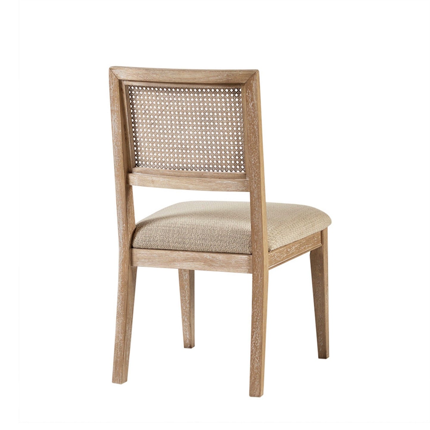 Armless Dining Chair With Cane Back And Upholstered Seat (Set of 2) - Light Brown