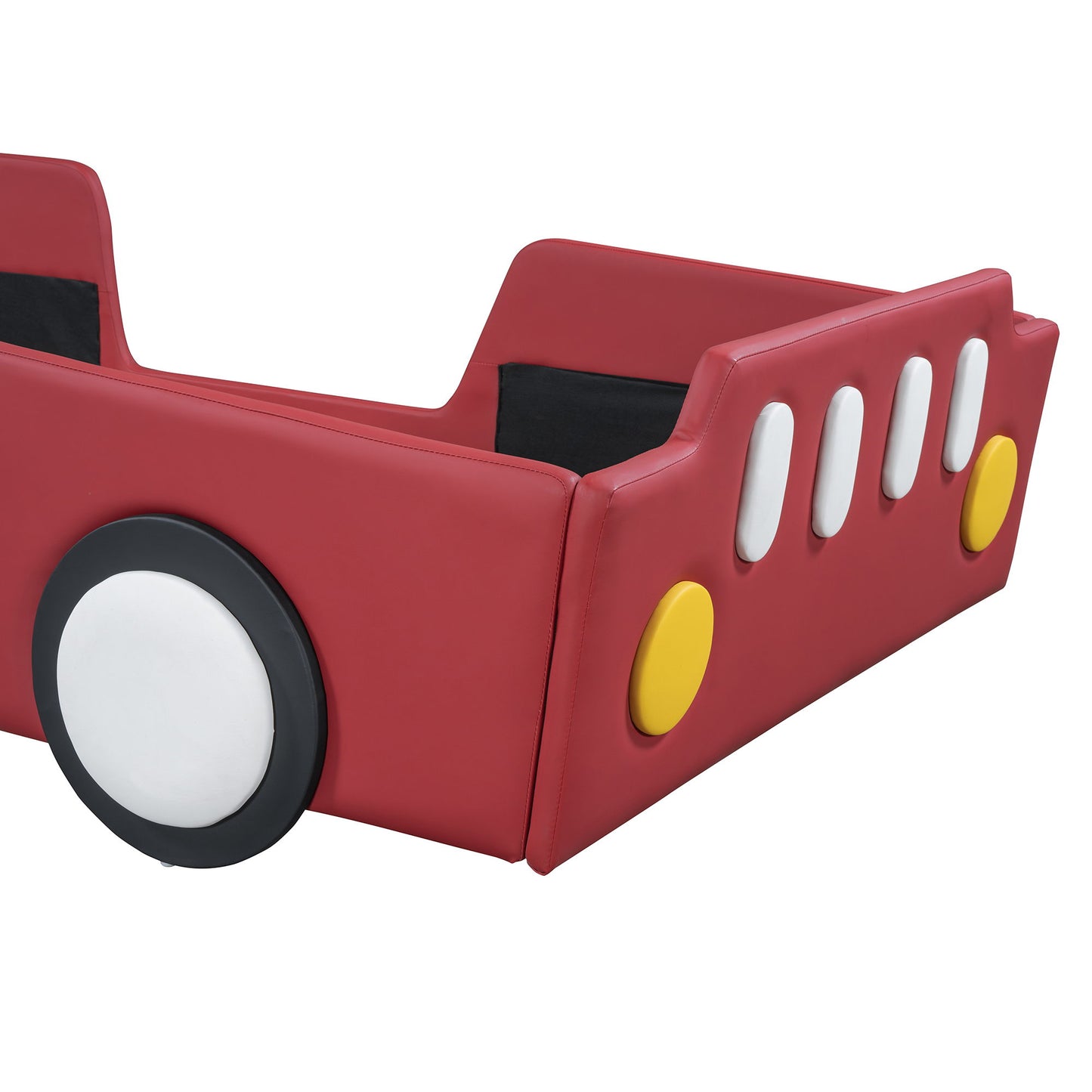 Twin Size Race Car Shaped Platform Bed & Wheels - Red