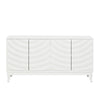 Elegant Sideboard With Sophisticated Wavy Pattern Doors And Arched Groove Design In A Stylish 4 Door Layout, Adjustable For Study, Entryway And Living Room - White