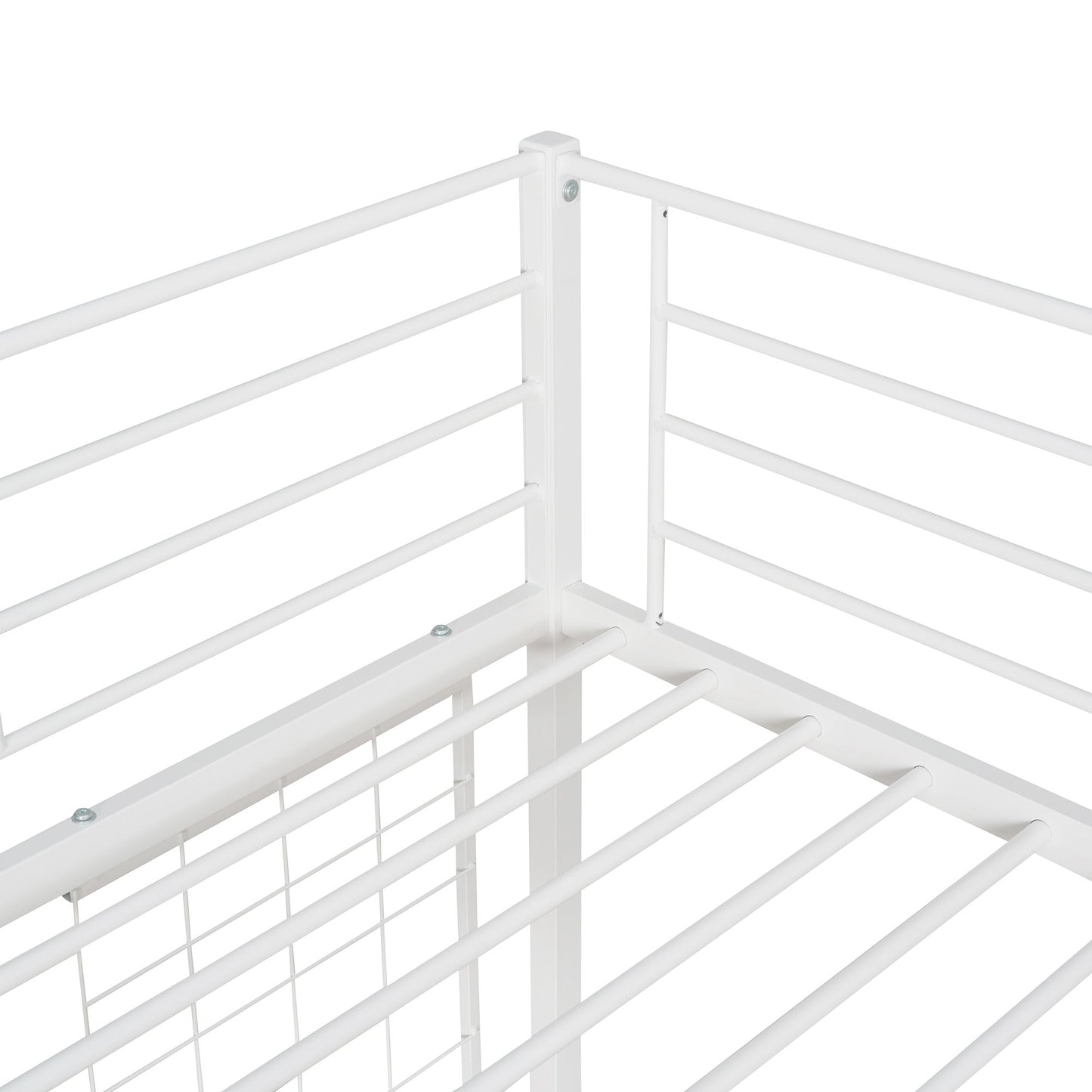 Twin Loft Bed With Desk And Grid - White