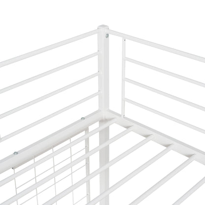 Twin Loft Bed With Desk And Grid - White