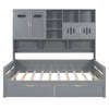 Full Size Daybed With 2 Drawers And All In One Cabinet And Shelf - Gray