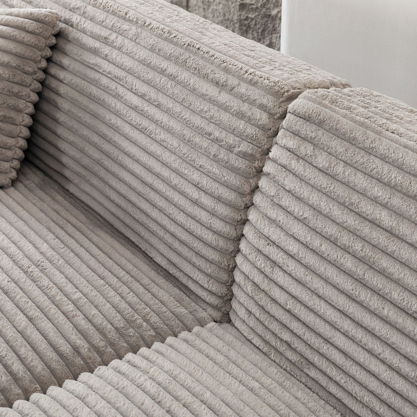 Modern 2291-G Sofa, Comfortable Cloud Sofa, Soft Plush Corduroy Interior With Square Armrests, Living Room Or Bedroom - Gray