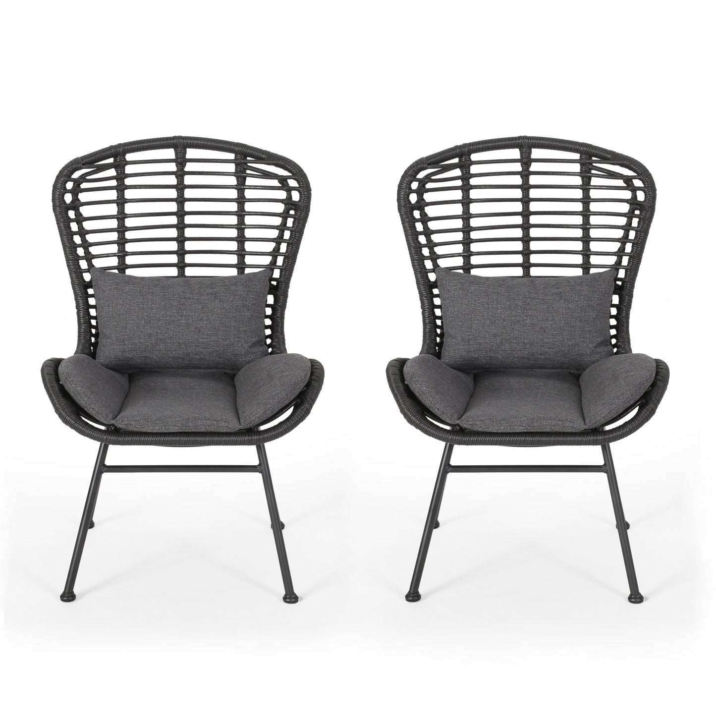 Calypso - Outdoor Chair With Water Resistance Cushion And Iron Frame - Gray