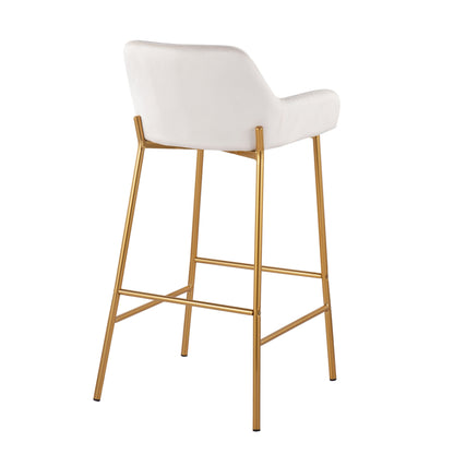 Daniella - Contemporary / Glam Fixed Height Bar Stool (Set of 2) - Gold / White