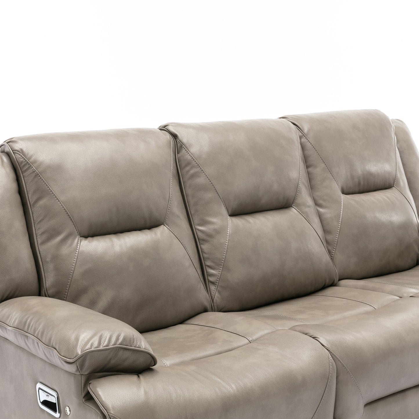 3 Seater Home Theater Recliner Manual Recliner Chair With A Led Light Strip Two Built-In Cup Holders For Living Room - Gray
