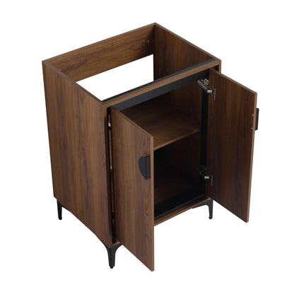 Modern 24'' Bathroom Vanity With Top Sink Storage Cabinet - Brown
