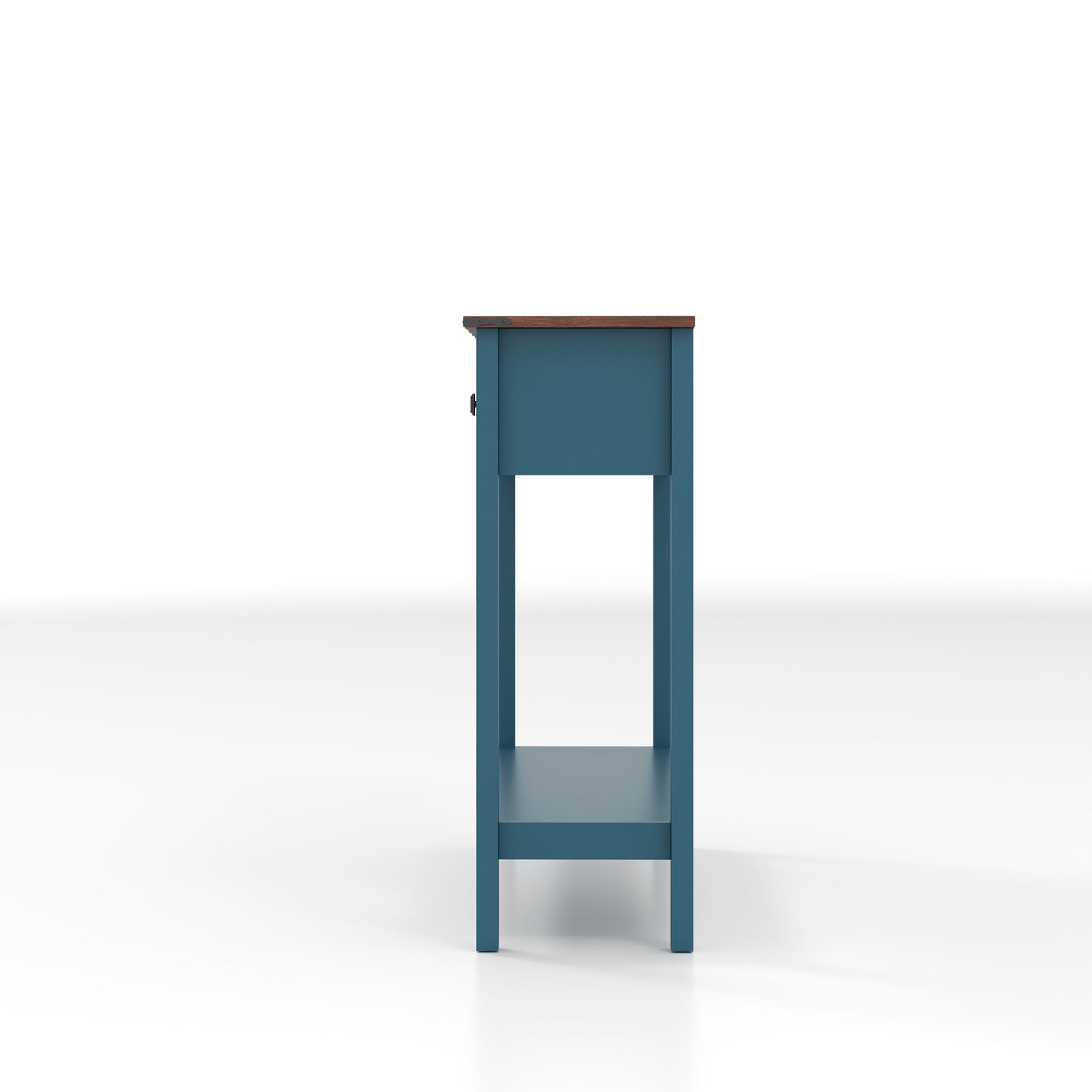 Farmhouse Style Console Table With 2 Drawers And Bottom Storage Shelf, Pagoda - Blue