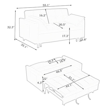 Folding Sofa Bed, Adjustable Back, Access Sofa, Recliner, Single Bed - Orange