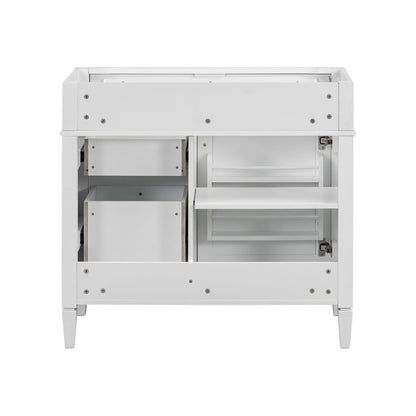 Bathroom Vanity Without Top Sink, Modern Bathroom Storage Cabinet With 2 Drawers And A Tip-Out Drawer, Frame (Not Include Basin Sink) - White