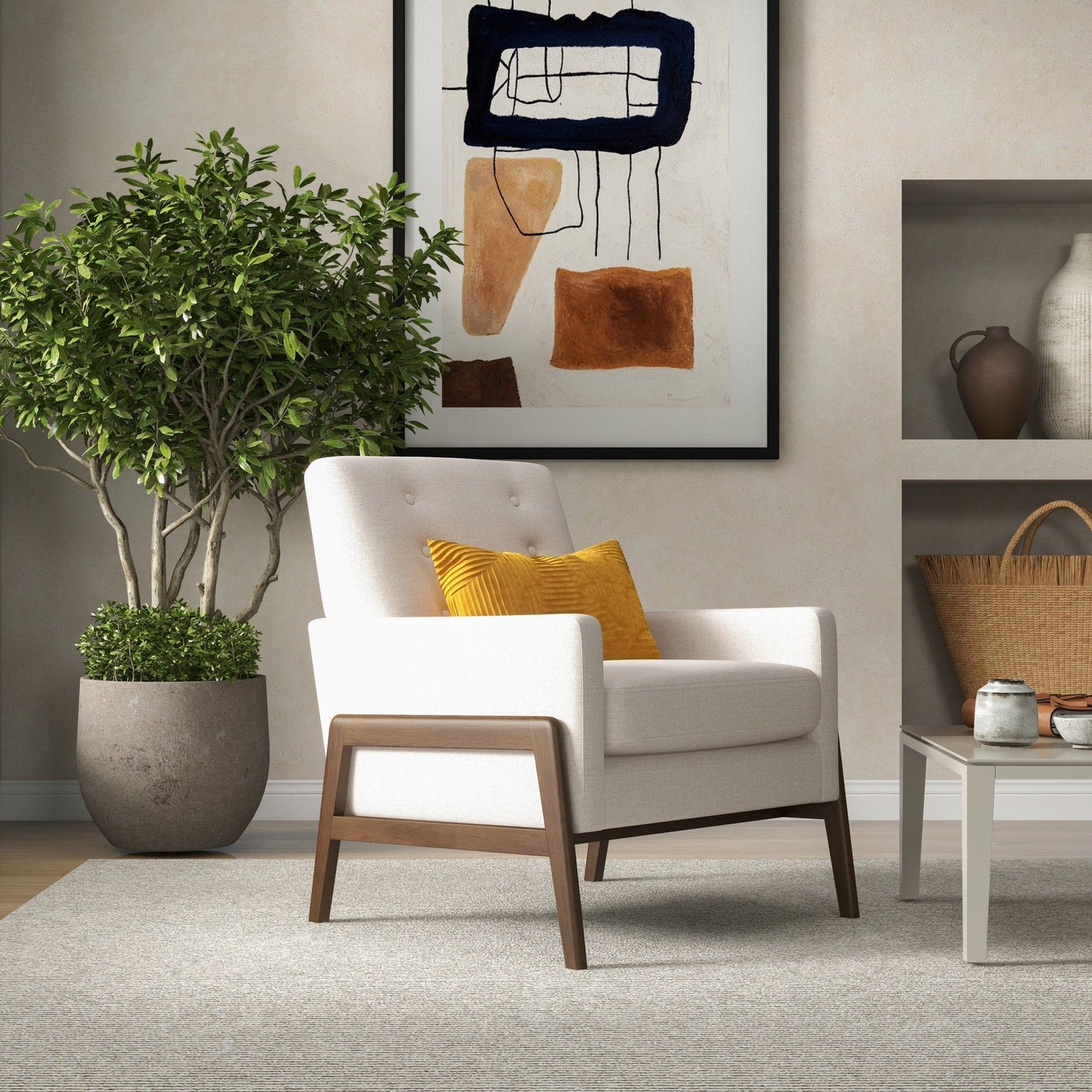 Cole - Comfortable Lounge Chair - Beige