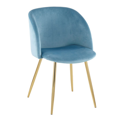 Fran - Contemporary Chair (Set of 2) - Gold / Light Blue