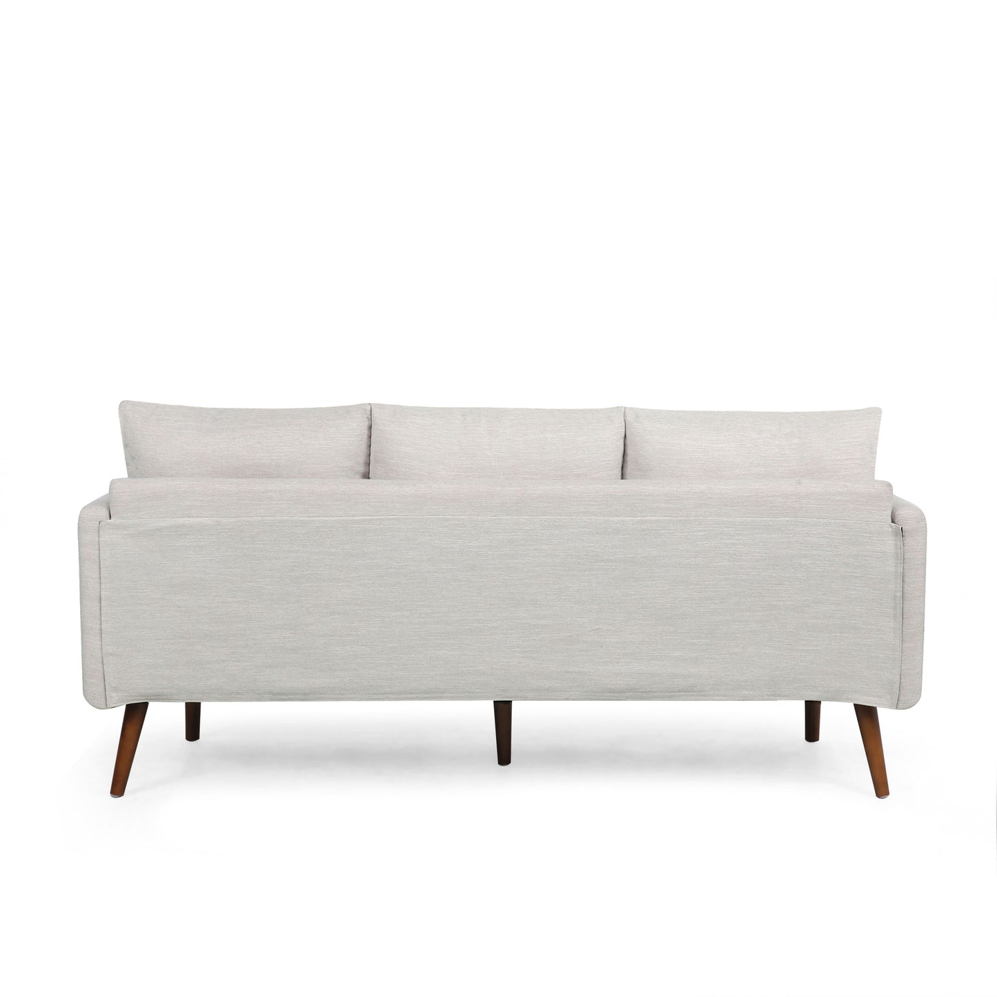 Diaphanous - Upholstered 3 Seater Sofa With 2 Accent Pillows And Wood Legs - Beige