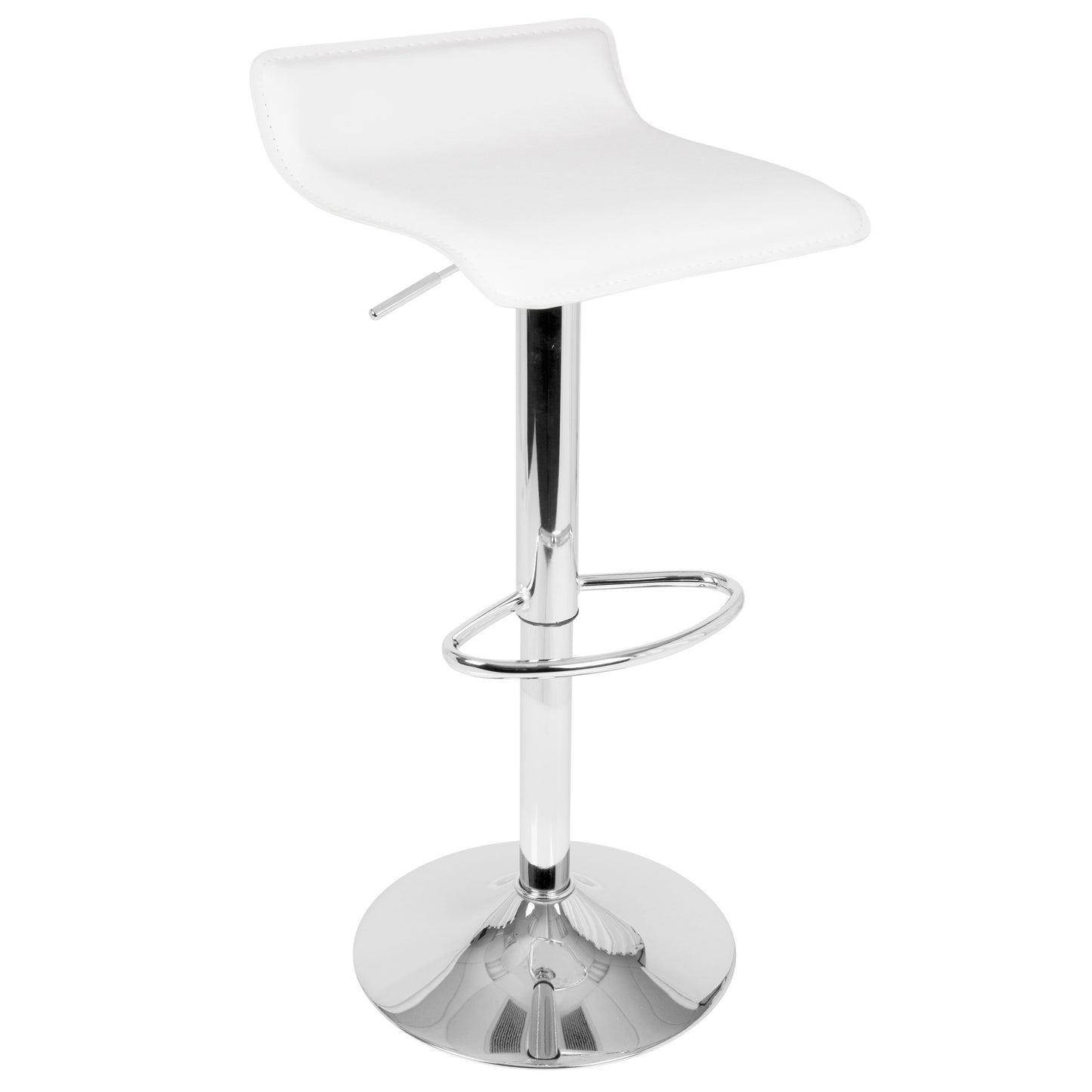 Ale - 3 Piece Bar Set Bistro Square Contemporary Adjustable Oval Footrest - Silver / Chrome / White