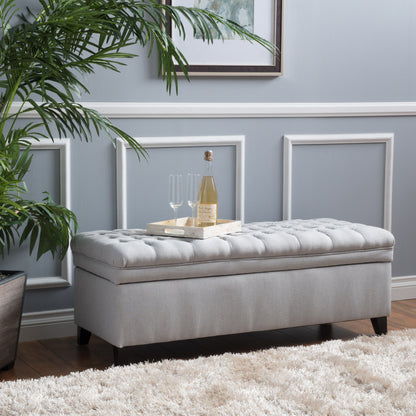 Juliana - Storage Ottoman Fabric - Light Gray