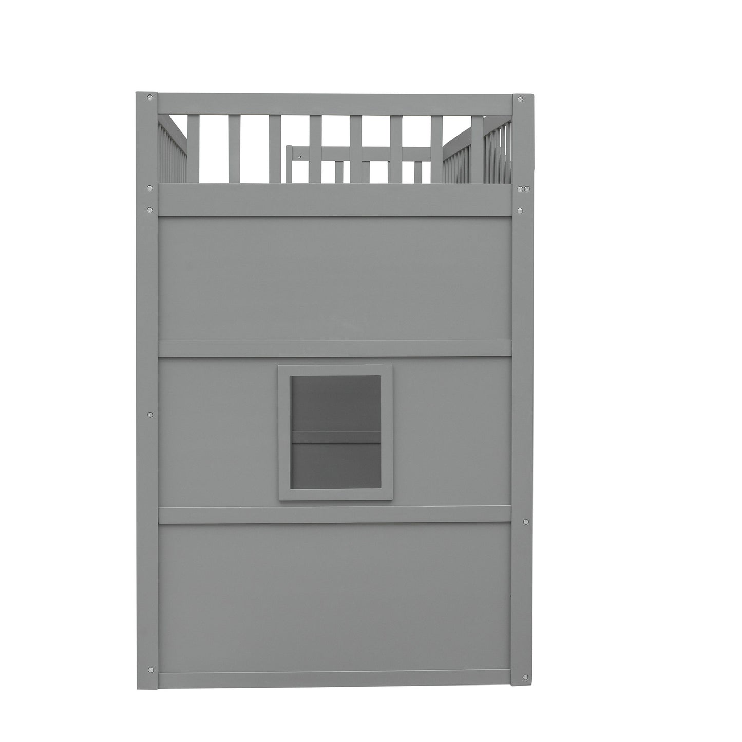 Twin Size House Loft Bed With Ladder - Gray