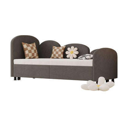 Modern Twin Size Upholstered Daybed With Additional Bed Frame - Dark Gray