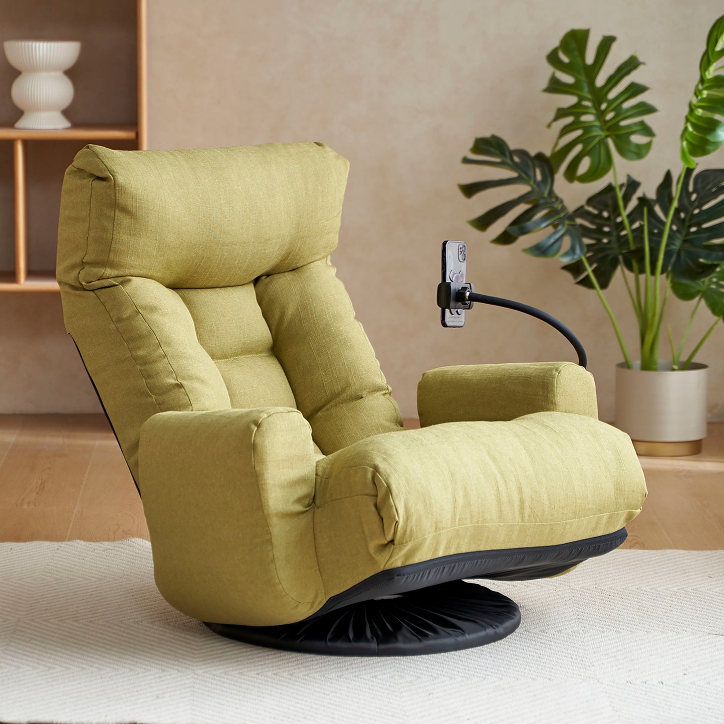 Adjustable Swivel Lounge Chair With 360 Degree Rotating Seat And Headrest Support Leisure Chair Deck Chair Game Chair For Living Room - Green