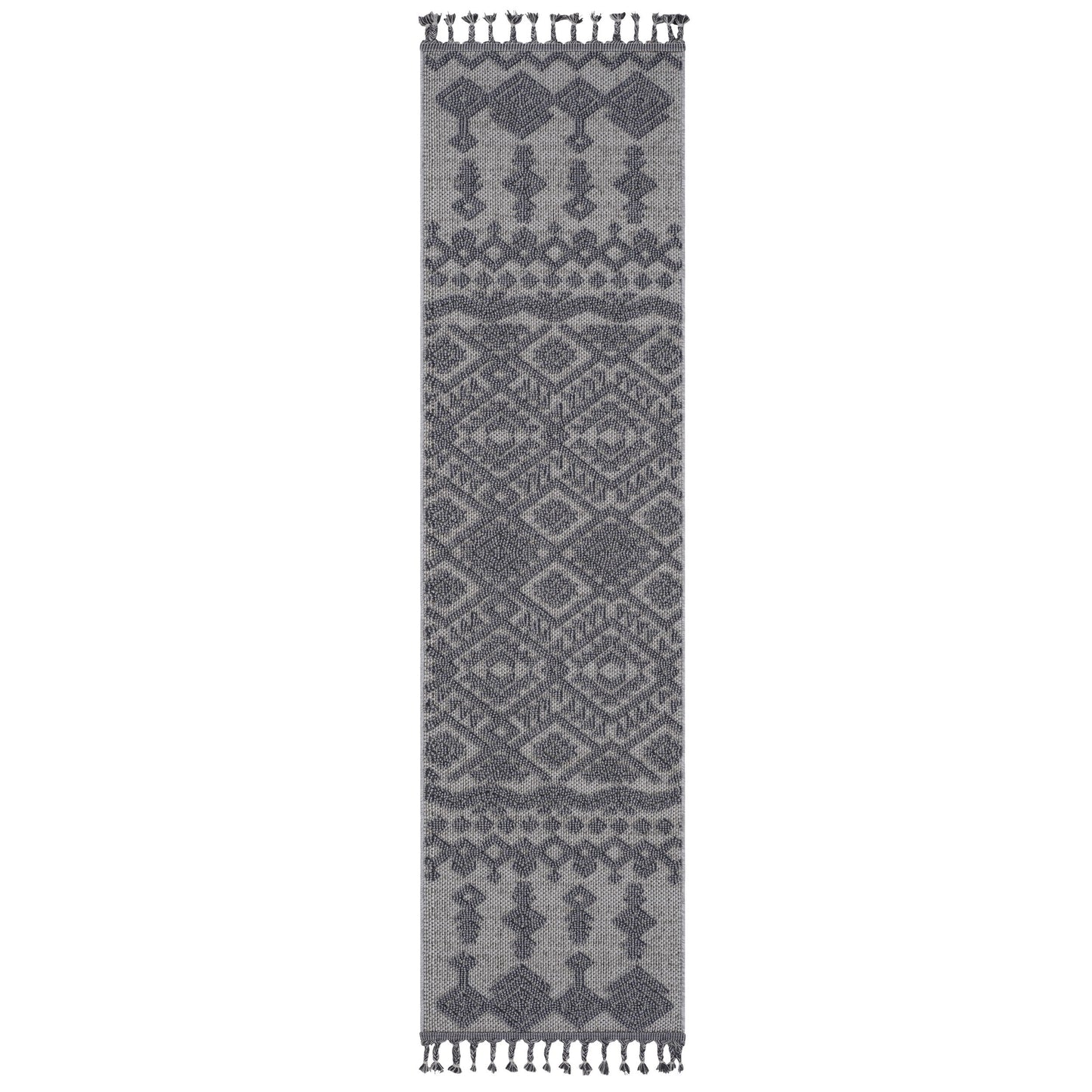 Guros - 2' X 8' Traditional Indoor / Outdoor Area Rug - White / Gray