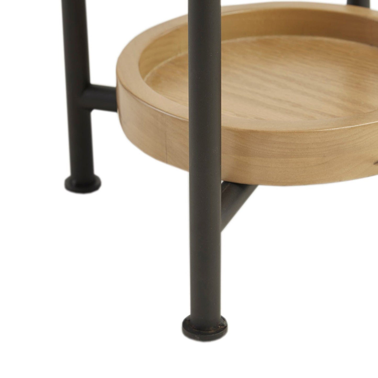 Oval End Table With Metal Legs - White / Natural