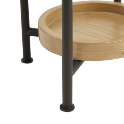 Oval End Table With Metal Legs - White / Natural