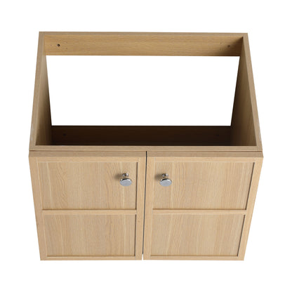 Modern Wall Mounted 24" Bathroom Vanity With 2 Soft Closing Doors, Excluding Sink - Oak
