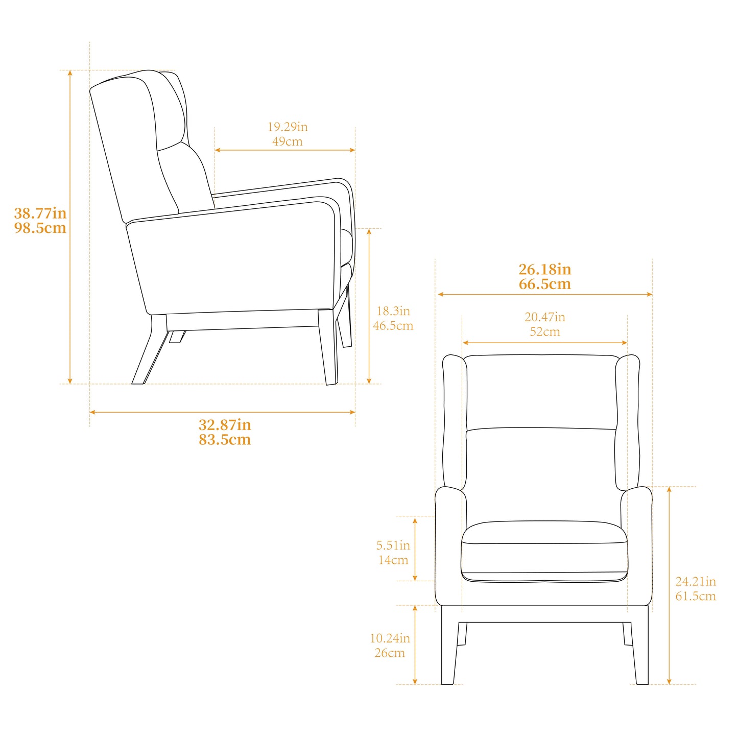 Wide Modern Accent Chair, Polyester Blend High Back Reading Chair, Upholstered Armchair Club Chair, Single Sofa With Wood Legs For Living Room, Reading Room, Office - Beige