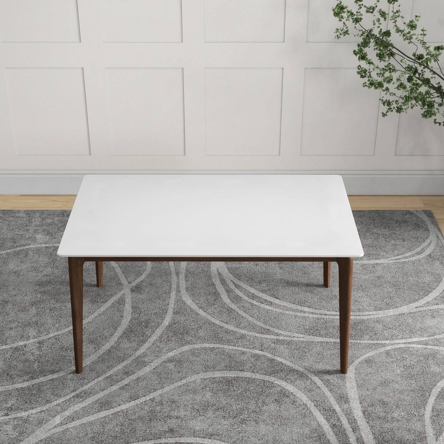 Lindsey - White Top Dining Table - Brown / White