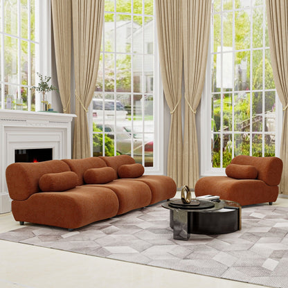Modern L - Shaped Modular Sofa Set High Comfort Chenille Fabric, Freely Arrangeable For Living Room - Orange