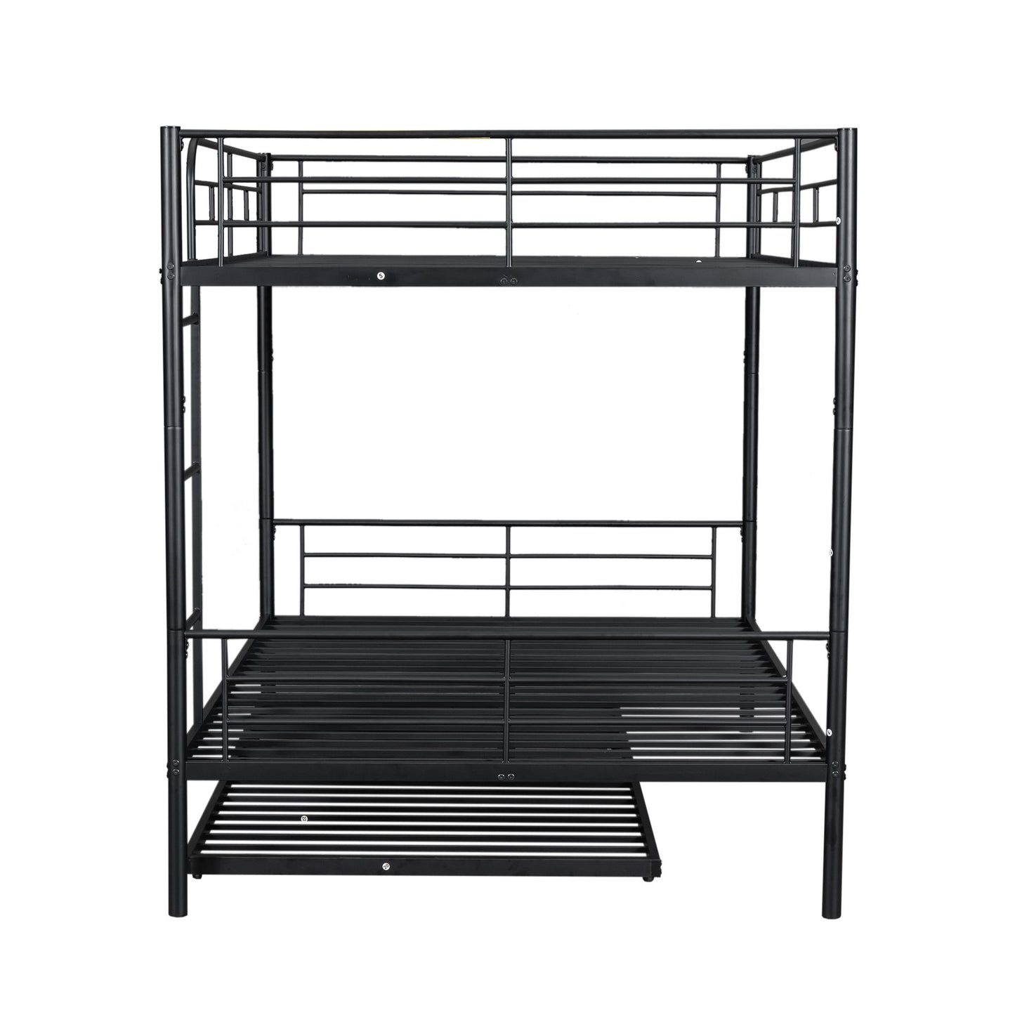 Full Over Full Metal Bunk Bed With Trundle - Black